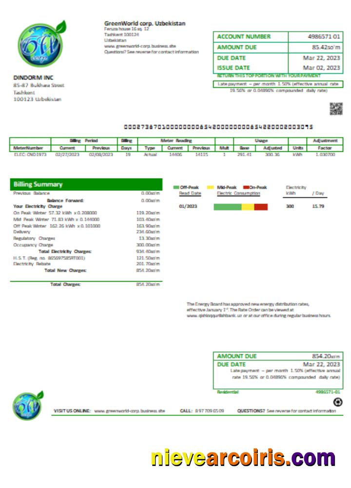 GreenWorld utility business bill